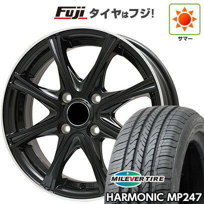 【新品 軽自動車】エブリイワゴン 夏タイヤ ホイール4本セット 165/50R15 ミレバー ハーモニック MP247(限定) エルベ エステローザ MZV ブラックリムポリッシュ 4.5J 15インチ(送料無料)