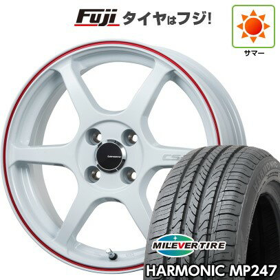 【新品 軽自動車】 夏タイヤ ホイール4本セット 165/55R14 ミレバー ハーモニック MP247(限定) レアマイスター CS-V6(ホワイト/レッドライン) 4.5J 14インチ(送料無料)(2.0)