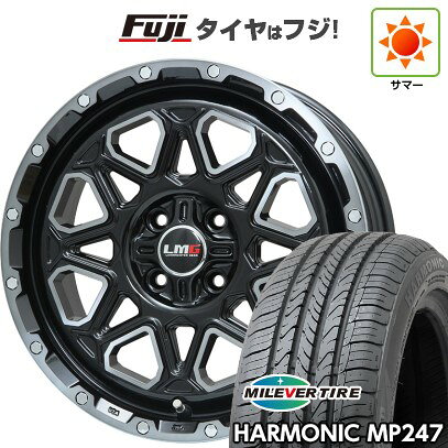 【新品 軽自動車】エブリイワゴン 夏タイヤ ホイール4本セット 165/50R15 ミレバー ハーモニック MP247(限定) レアマイスター LMG モンタグナ(ブラックポリッシュ/ブラッククリア) 4.5J 15インチ(送料無料)