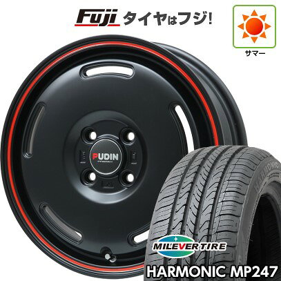 【新品 軽自動車】エブリイワゴン 夏タイヤ ホイール4本セット 165/50R15 ミレバー ハーモニック MP247(限定) プレミックス プディン(マットブラック/レッドライン) 4.5J 15インチ(送料無料)