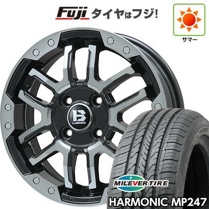 【新品 軽自動車】エブリイワゴン 夏タイヤ ホイール4本セット 165/50R15 ミレバー ハーモニック MP247(限定) ビッグウエイ B-LUGNAS FRD(ブラックポリッシュ/ブラッククリア) 4.5J 15インチ(送料無料)