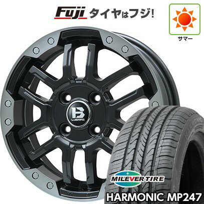 【新品 軽自動車】エブリイワゴン 夏タイヤ ホイール4本セット 165/50R15 ミレバー ハーモニック MP247(限定) ビッグウエイ B-LUGNAS FRD(マットブラック/ブラッククリアリム) 4.5J 15インチ(送料無料)