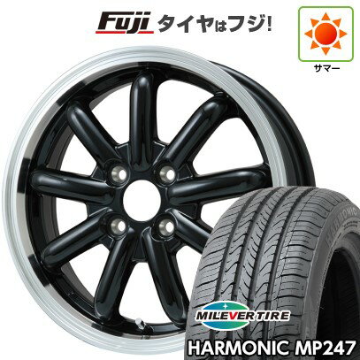 【新品 軽自動車】エブリイワゴン 夏タイヤ ホイール4本セット 165/50R15 ミレバー ハーモニック MP247(限定) ブランドルライン ストレンジャーKST-9改 ブラック/リムポリッシュ 4.5J 15インチ(送料無料)