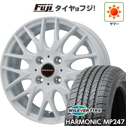 【新品 軽自動車】エブリイワゴン 夏タイヤ ホイール4本セット 165/50R15 ミレバー ハーモニック MP247(限定) ビッグウエイ レイシーン プラバ9MJrII ホワイト 4.5J 15インチ(送料無料)
