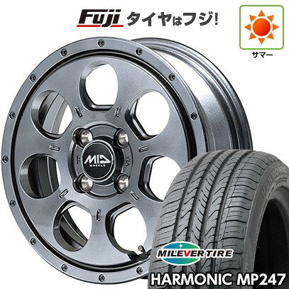 【新品 軽自動車】エブリイワゴン 夏タイヤ ホイール4本セット 165/50R15 ミレバー ハーモニック MP247(限定) MID WHEELS マッドエージェント 4.5J 15インチ(送料無料)