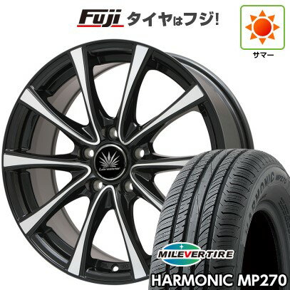 【新品国産4穴100車】 夏タイヤ ホイール4本セット 185/55R16 ミレバー ハーモニック MP270(限定) プレミックス アマルフィV Jr(ブラックポリッシュ) 16インチ(送料無料) サマータイヤ