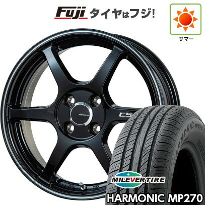 【新品国産車用4穴100】 夏タイヤ ホイール4本セット 185/55R16 ミレバー ハーモニック MP270(限定) レアマイスター CS-V6(グロスブラック/ラインポリッシュ) 16インチ(送料無料)