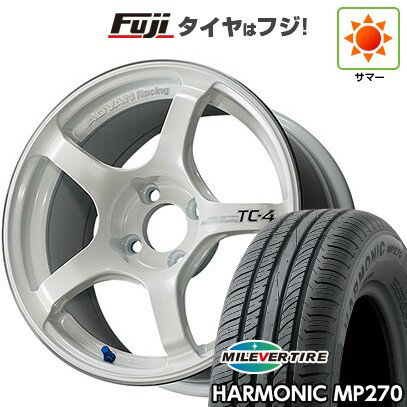 【新品国産4穴100車】 夏タイヤ ホイール4本セット 185/55R15 ミレバー ハーモニック MP270(限定) ヨコハマ アドバンレーシング TC4 15インチ(送料無料) サマータイヤ