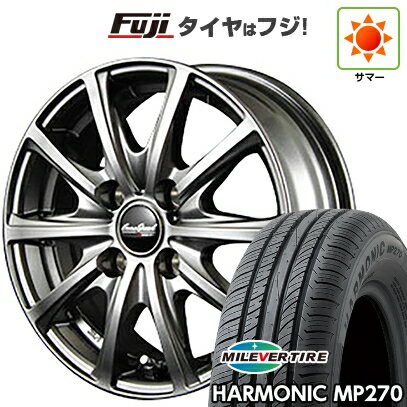 【新品国産4穴100車】 夏タイヤ ホイール4本セット 185/55R15 ミレバー ハーモニック MP270(限定) MID WHEELS V25 メタリックグレー 15インチ(送料無料) サマータイヤ