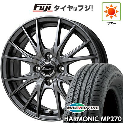 【新品国産4穴100車】 夏タイヤ ホイール4本セット 185/55R15 ミレバー ハーモニック MP270(限定) ホットスタッフ エクシーダー E05II 15インチ(送料無料) サマータイヤ