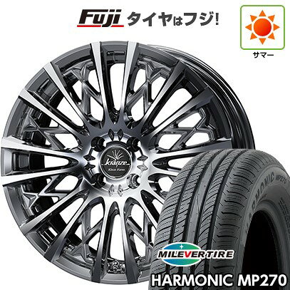 【新品国産車用4穴100】 夏タイヤ ホイール4本セット 195/55R16 ミレバー ハーモニック MP270(限定) WEDS ウェッズ クレンツェ シュリット 855EVO 6.5J 16インチ(送料無料)