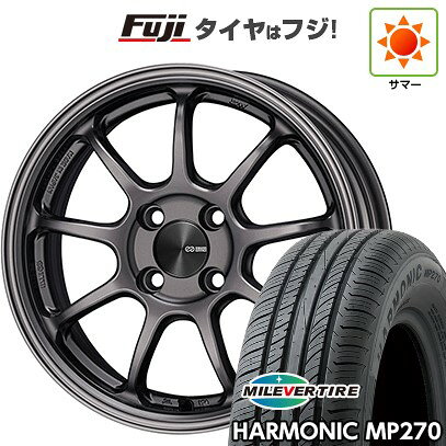 【新品国産車用4穴100】 夏タイヤ ホイール4本セット 185/55R15 ミレバー ハーモニック MP270(限定) ENKEI エンケイ PerformanceLine PF09 6J 15インチ(送料無料)