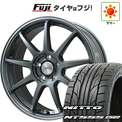 【パンク保証付き】【新品国産車用5穴100】 夏タイヤ ホイール4本セット 215/40R18 ニットー NT555 G2 レアマイスター LMスポーツ LM-QR ガンメタ/ラインポリッシュ 18インチ(送料無料)