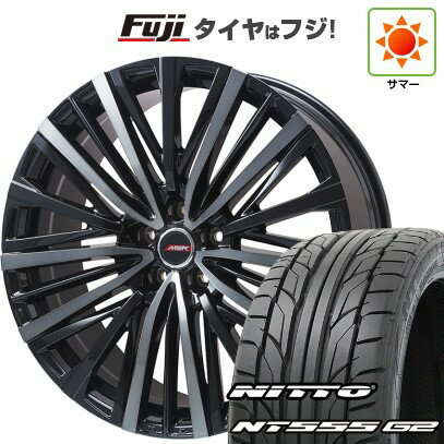 【パンク保証付き】【新品国産車用5穴114.3】 夏タイヤ ホイール4本セット 225/35R19 ニットー NT555 G2 プレミックス MER-V ブラッククリア 19インチ(送料無料)