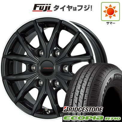 【新品】キャラバン 夏タイヤ ホイール4本セット 195/80R15 107/105N ブリヂストン エコピア R710 プレミックス HC2x6(ブラックリムポリッシュ) 15インチ(送料無料) サマータイヤ