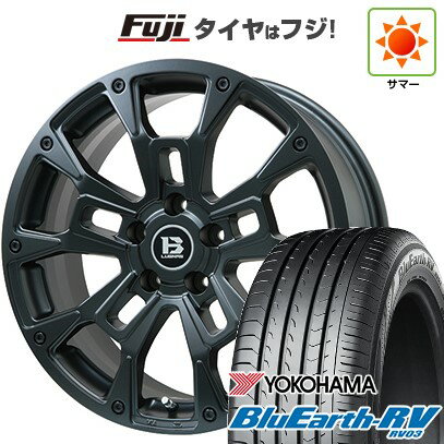 【パンク保証付き】【新品国産5穴114.3車】 夏タイヤ ホイール4本セット 225/45R18 ヨコハマ ブルーアース RV-03 ビッグウエイ B-LUGNAS BRD(マットブラック) 18インチ(送料無料) サマータイヤ