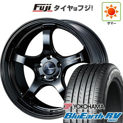 【パンク保証付き】【新品国産車用5穴114.3】 夏タイヤ ホイール4本セット 225/45R18 ヨコハマ ブルーアース RV-03 WEDS ウェッズスポーツ RN-05M 18インチ(送料無料)