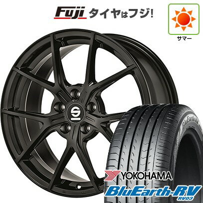 【パンク保証付き】【新品国産車用5穴114.3】 夏タイヤ ホイール4本セット 225/45R18 ヨコハマ ブルーアース RV-03 OZ SPARCO ポディオ 18インチ(送料無料)