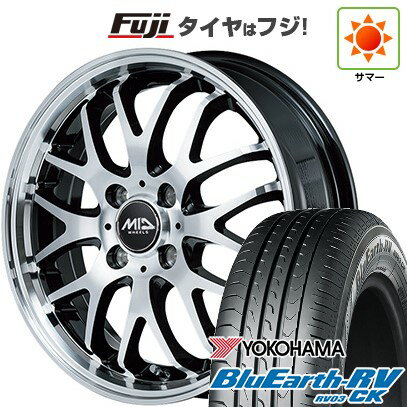 【パンク保証付き】【新品 軽自動車】N-BOX タント スペーシア 夏タイヤ ホイール4本セット 165/55R15 ヨコハマ ブルーアース RV-03CK MID WHEELS エグゼ10 Vセレクション 15インチ(送料無料) サマータイヤ