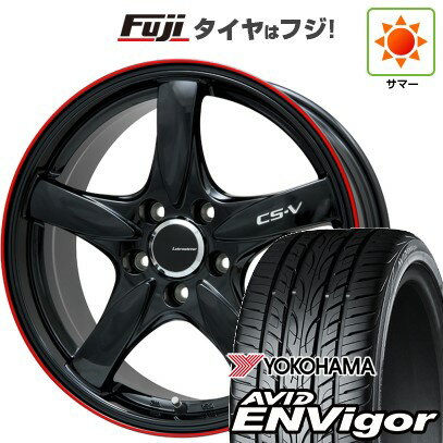【新品国産車用5穴100】 夏タイヤ ホイール4本セット 215/45R17 ヨコハマ エイビッド エンビガーS321 レアマイスター CS-V(グロスブラック/レッドリム) 17インチ(送料無料)