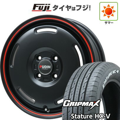 【新品 軽自動車】軽トラ 軽バン 夏タイヤ ホイール4本セット 145/80R12 80/78Q グリップマックス スタチャー HC-V RWL （限定） プレミックス プディン(マットブラック/レッドライン) 12インチ(送料無料) サマータイヤ
