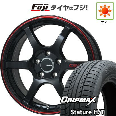 【新品国産車用5穴114.3】 夏タイヤ ホイール4本セット 225/65R17 グリップマックス スタチャー H/T BSW（限定） レアマイスター CS-V6(グロスブラック/レッドライン) 7J 17インチ(送料無料)
