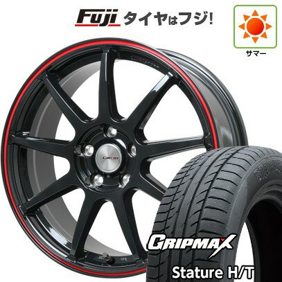 【新品国産車用5穴100】 夏タイヤ ホイール4本セット 225/55R18 グリップマックス スタチャー H/T BSW（限定） レアマイスター LMスポーツ LM-QR グロスブラック/レッドライン 18インチ(送料無料)