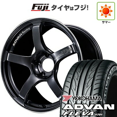 【新品国産車用5穴100】 夏タイヤ ホイール4本セット 215/40R18 ヨコハマ アドバン フレバV701 ヨコハマ アドバンレーシング TC-4 18インチ(送料無料)