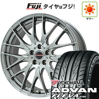 【新品国産車用4穴100】 夏タイヤ ホイール4本セット 195/40R17 ヨコハマ アドバン フレバV701 ビッグウエイ レイシーン プラバ9M(クロームハイパーシルバー) 17インチ(送料無料)