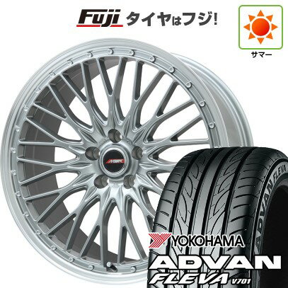 【新品国産5穴114.3車】 夏タイヤ ホイール4本セット 225/35R20 ヨコハマ アドバン フレバV701 プレミックス MER PROMESH ダークシルバー/リムポリッシュ 20インチ(送料無料) サマータイヤ
