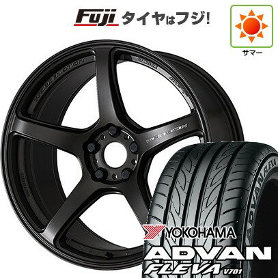 【新品国産車用4穴100】 夏タイヤ ホイール4本セット 195/40R17 ヨコハマ アドバン フレバV701 WORK ワーク エモーション T5R 17インチ(送料無料)