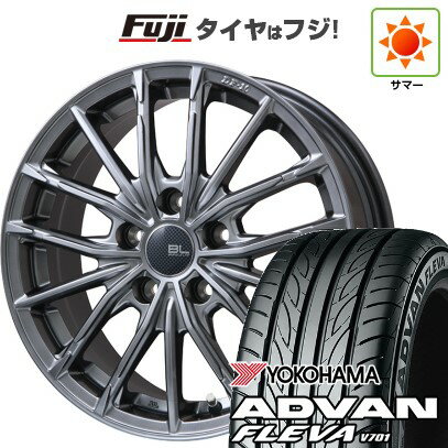 【新品国産車用5穴100】 夏タイヤ ホイール4本セット 215/45R17 ヨコハマ アドバン フレバV701 ブランドルライン DF-10M ハイパーグレー 17インチ(送料無料)