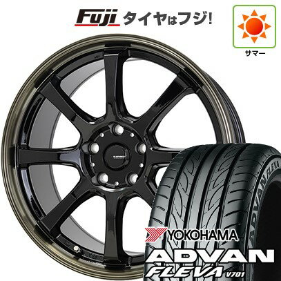【新品国産車用5穴100】 夏タイヤ ホイール4本セット 215/45R17 ヨコハマ アドバン フレバV701 ホットスタッフ ジースピード P-08 17インチ(送料無料)