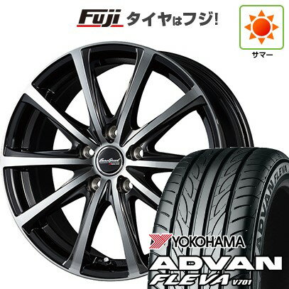 【新品国産5穴114.3車】 夏タイヤ ホイール4本セット 215/45R17 ヨコハマ アドバン フレバV701 MID WHEELS V25 ブラックポリッシュ 17インチ(送料無料) サマータイヤ