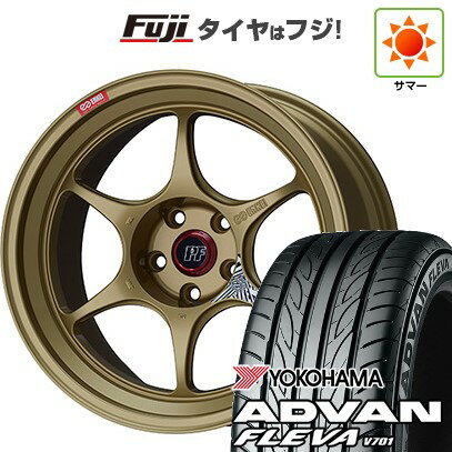 【新品国産車用5穴100】 夏タイヤ ホイール4本セット 215/45R17 ヨコハマ アドバン フレバV701 ENKEI エンケイ PF06 ゴールド 17インチ(送料無料)
