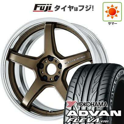 【新品国産車用5穴100】 夏タイヤ ホイール4本セット 215/40R18 ヨコハマ アドバン フレバV701 WORK ワーク エモーション T5R 2P 18インチ(送料無料)
