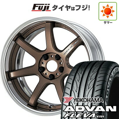 【新品国産車用5穴100】 夏タイヤ ホイール4本セット 215/40R18 ヨコハマ アドバン フレバV701 WORK ワーク エモーション T7R 2P 18インチ(送料無料)