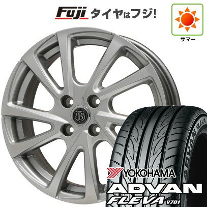 【新品国産車用5穴100】 夏タイヤ ホイール4本セット 215/40R18 ヨコハマ アドバン フレバV701 ブランドルライン ボレアノ10 メタリックグレー 18インチ(送料無料)