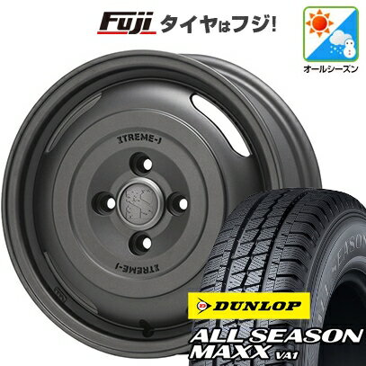 【新品 軽自動車】軽トラ 軽バン オールシーズンタイヤ ホイール4本セット 145/80R12 80/78N ダンロップ オールシーズンMAXX VA1 MLJ エクストリームJ ジャーニー 12インチ(送料無料)