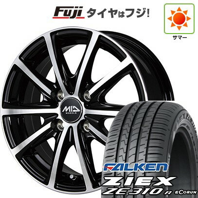 【新品国産4穴100車】 夏タイヤ ホイール4本セット 195/45R16 ファルケン ジークス ZE310R エコラン(限定) MID WHEELS V25 ブラックポリッシュ 16インチ(送料無料) サマータイヤ