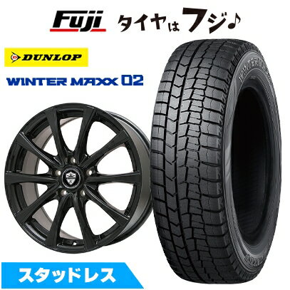 【新品】90系ノア/ヴォクシー用 スタッドレスタイヤ ホイール4本セット 205/60R16 ダンロップ ウインターマックス 02 WM02 エルベ エステローザ FSV グロスブラック トヨタ車専用 6J 16インチ(送料無料)