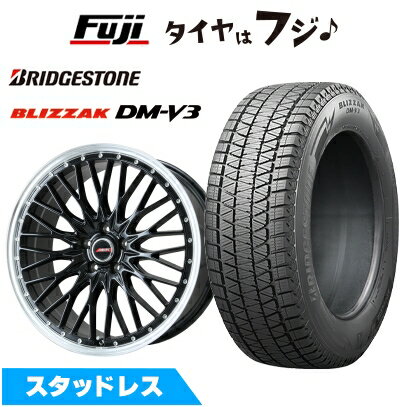 【新品国産5穴114.3車】 スタッドレスタイヤ ホイール4本セット 235/60R18 ブリヂストン ブリザック DM-V3 プレミックス MER PROMESH グロスブラック/リムポリッシュ 7.5J 18インチ(送料無料)