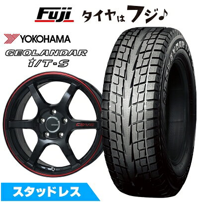 【新品国産車用5穴114.3】 スタッドレスタイヤ ホイール4本セット 215/60R17 ヨコハマ ジオランダー I/T-S G073 レアマイスター CS-V6(グロスブラック/レッドライン) 7J 17インチ(送料無料)