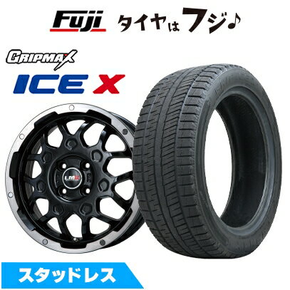 【新品 軽自動車】N-BOX タント スペーシア スタッドレスタイヤ ホイール4本セット 165/55R15 グリップマックス アイスX BSW ブラックサイドウォール(限定) レアマイスター LMG MS-9W ブラック/ブラッククリアリム 4.5J 15インチ(送料無料)