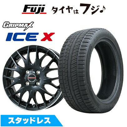 【新品】60系プリウス スタッドレスタイヤ ホイール4本セット 195/65R16 グリップマックス アイスX BSW ブラックサイドウォール(限定) ビッグウエイ レイシーン プラバ9MJrII グロスブラック/リムポリッシュ 6.5J 16インチ(送料無料)
