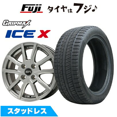 【新品国産車用4穴100】 スタッドレスタイヤ ホイール4本セット 185/60R16 グリップマックス アイスX BSW ブラックサイドウォール(限定) エルベ Vスポーク メタリックグレー 6J 16インチ(送料無料)
