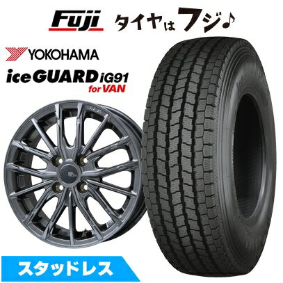 【新品】クリッパーEV ミニキャブEV スタッドレスタイヤ ホイール4本セット 145/80R12 86/84N ヨコハマ アイスガード iG91 ブランドルライン DF-10M ハイパーグレー 3.5J 12インチ(送料無料)