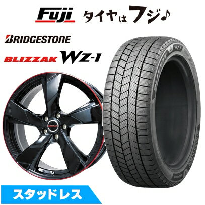 【新品国産車用5穴114.3】 スタッドレスタイヤ ホイール4本セット 215/60R17 ブリヂストン ブリザック WZ-1 プレミックス ヴェランV(グロスブラック/レッドリム) 7J 17インチ(送料無料)