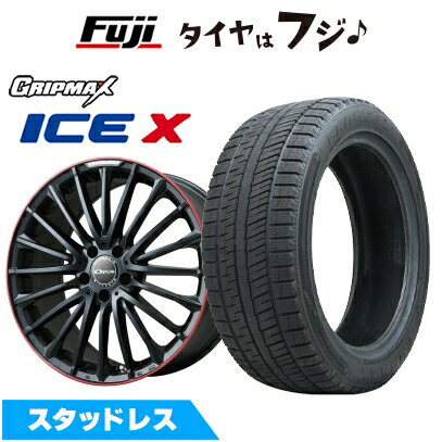 【新品】輸入車用 ベンツGLA（X156） スタッドレスタイヤ ホイール4本セット 235/50R18 グリップマックス アイスX BSW ブラックサイドウォール(限定) ユーロアクシス オーパス(マットブラック/レッドリム) 7J 18インチ(送料無料)