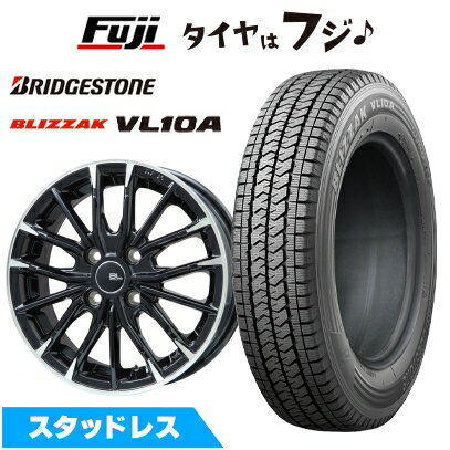 【新品】クリッパーEV ミニキャブEV スタッドレスタイヤ ホイール4本セット 145/80R12 86/84N ブリヂストン ブリザック VL10A ブランドルライン DF-10M グロスブラック/カットスポーク 3.5J 12インチ(送料無料)